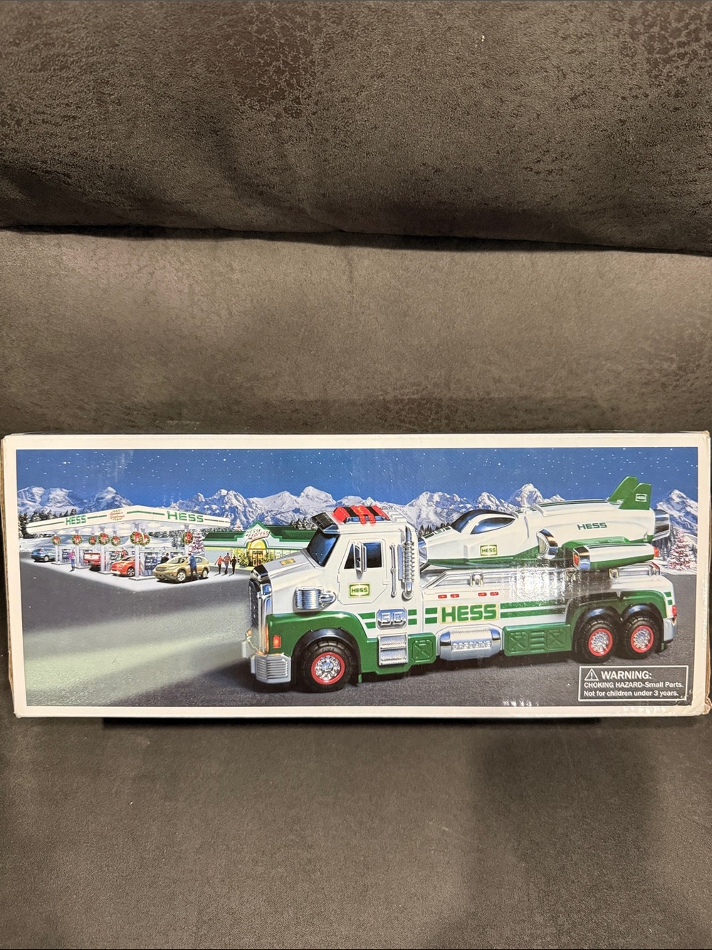 2014 Green and White Tow Truck with Jet Toy - Kids Toy 50 YEAR
